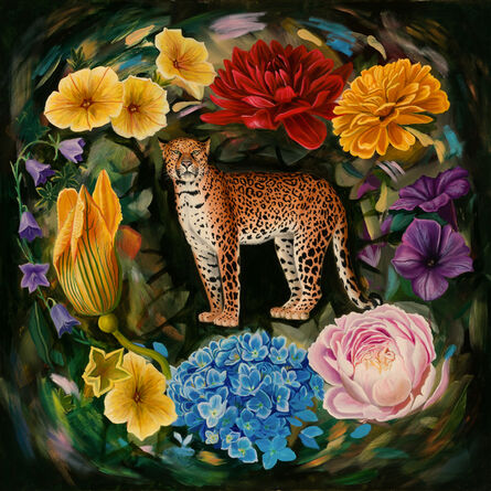 Robin Hextrum, ‘Circle of Petals with Leopard’, 2020