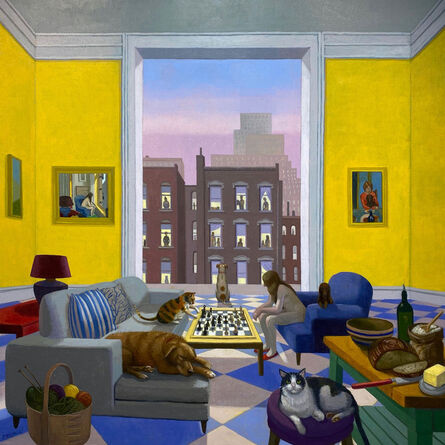 Kathryn Freeman, ‘Staying Home, 7 pm with Hopper and Bonnard’, 2020