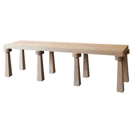 Reeves Art + Design, ‘Custom Contemporary Natural Oak Brutalist Organic Bench with Inlaid Top’, 2022