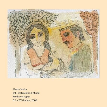 Badri Narayan, ‘Hansa Jataka, Ink, Watercolor & Mixed Media on Paper by Indian Artist "In Stock"’, 2006