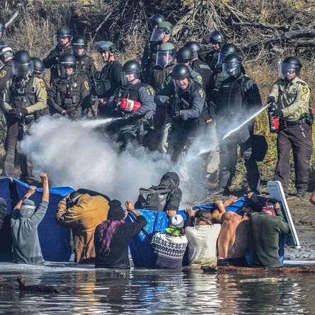Ryan Vizzions, ‘Native American Water Protectors attempt to gain access to Turtle Hill, where many of their ancestors are buried, to pray, 2016.’