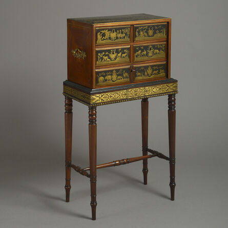 English, 19th Century, ‘A REGENCY EBONY, BRASS, AND ROSEWOOD BOULLE CABINET-ON-STAND’, ca. 1820