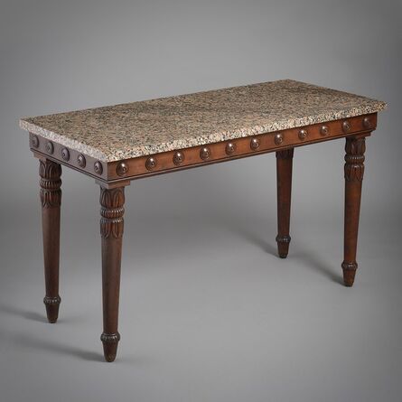 English, 19th Century, ‘A FINE LATE REGENCY OAK SIDE TABLE WITH ORIGINAL ASWAN GRANITE TOP’, ca. 1820
