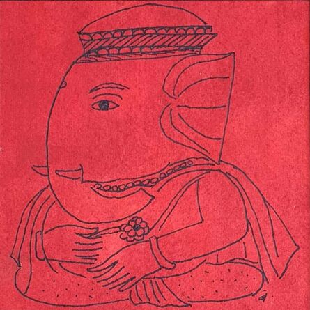 Badri Narayan, ‘Ganesha, Ink & Watercolor on Paper, Red, Black by Padmashree Artist "In Stock"’, ca. Circa