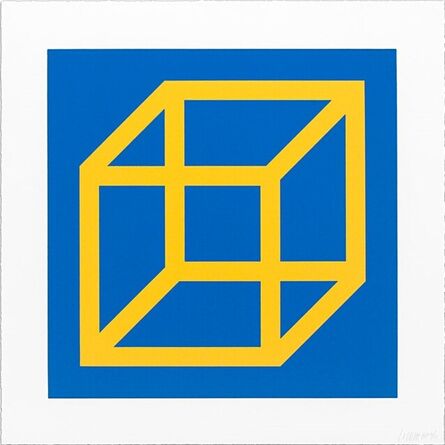 Sol LeWitt, ‘Open Cube in Color on Color, Plate #11, Yellow on Blue’, 2003