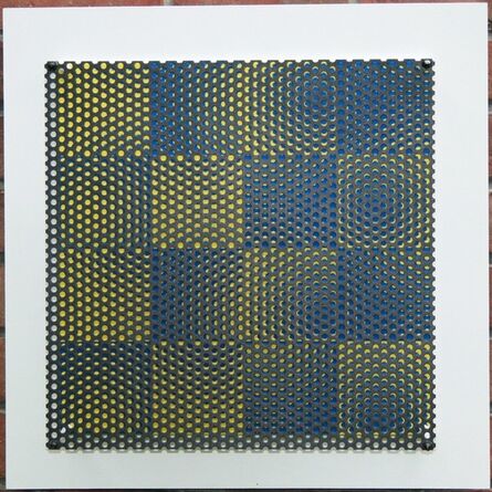 Antonio Asis, ‘vibration 16 carres bleu et jaune’, 2010