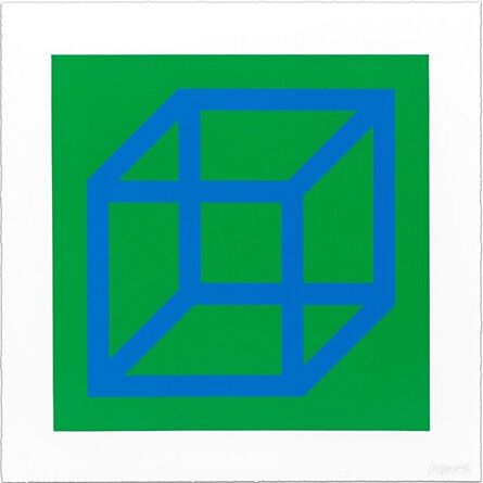 Sol LeWitt, ‘Open Cube in Color on Color, Plate #28, Blue on Green’, 2003