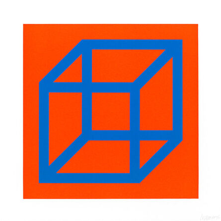 Sol LeWitt, ‘Open Cube in Color on Color (Blue & Orange)’, 2003