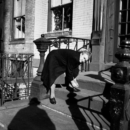 Vivian Maier, ‘0131534 - New York, December 23, 1954, Self-Portrait Woman Tying Shoe, 12" X 12"’