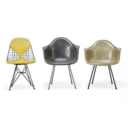Charles Eames, ‘Molded Plastic Four-Leg Armchair (Dax), Wire Chair (Dkr), And Molded Plastic Wire-Base Armchair (Dar), Zeeland, MI’, 1950s-60s