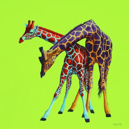 Helmut Koller, ‘Two Giraffes on Green’