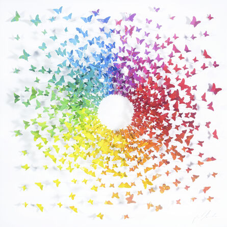 Joel Amit, ‘Here Comes the Sun - Rainbow Butterflies on White’, N.A.