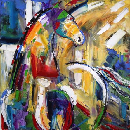 Laurie Pace, ‘Original Horse Painting 'Sunbeam Love' Colorful Equine Art, Modern Western Art’, 2017