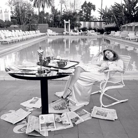 Terry O'Neill, ‘Faye Dunaway at the Pool Black and White (40" x 40")’, 1977