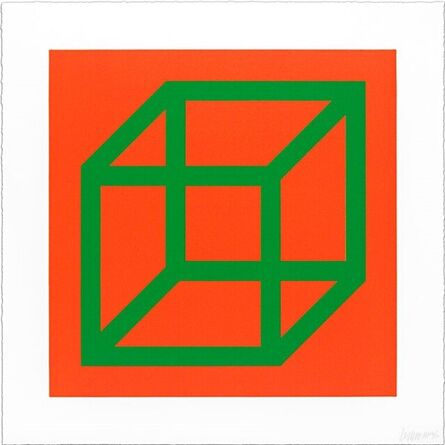 Sol LeWitt, ‘Open Cube in Color on Color, Plate #20, Green on Orange’, 2003