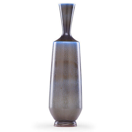 Berndt Friberg, ‘Large vase, blue and mocha hare's fur glaze, Sweden’