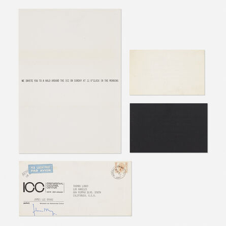 James Lee Byars, ‘collection of three announcements and envelope’, 1975/76