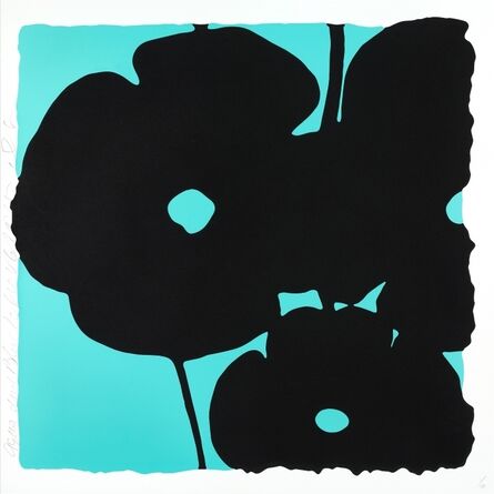 Donald Sultan, ‘Aqua and Black Poppies (FRAMED)’, 2015