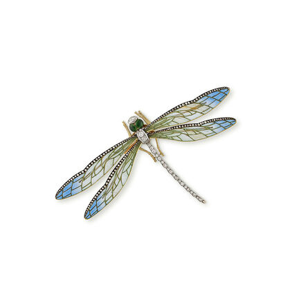 Boucheron, ‘A Diamond set Enamelled Dragonfly Brooch’, ca. 1905