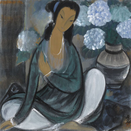 Lin Fengmian, ‘Seated Lady and Dahlia’, 20th century