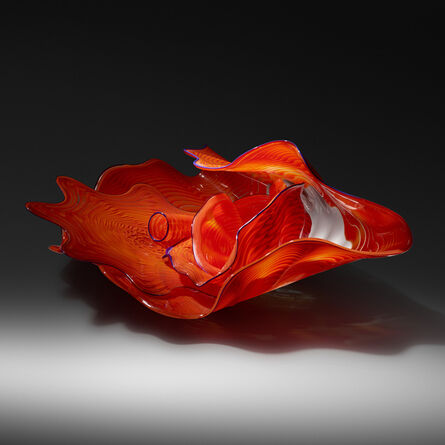 Dale Chihuly, ‘Vermilion and Orange Persian Set with Blue Lip Wraps’, 1988