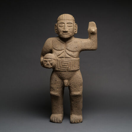 Unknown Pre-Columbian, ‘Basalt Sculpture Of Standing Warrior’, 500 AD to 1000 AD