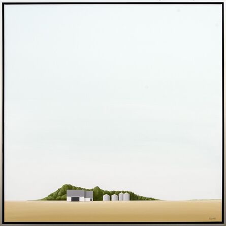 F. Lipari, ‘Shielded - minimalist, golden field, green, barn, iconic’, 2020