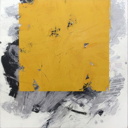Ivo Stoyanov, ‘Yellow No 17 - bold, abstract shapes, marble dust, acrylic, wax, on canvas’, 2015