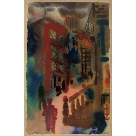 George Grosz, ‘George Grosz NYC City Scene Modernism Watercolor  German Expressionism Weimar’, 1933