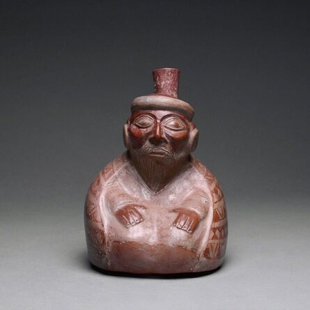 Unknown Pre-Columbian, ‘Moche Stirrup Vessel Depicting an Elderly Seated Male’, 200 BC to 200 AD