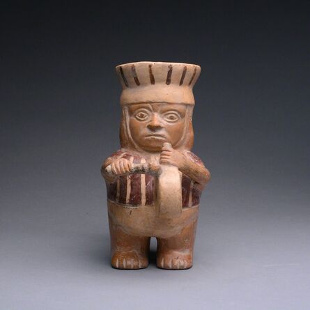 Unknown Pre-Columbian, ‘Moche Stirrup Vessel in the Form of a Drummer’, 200 BC to 200 AD