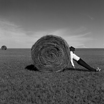 Rodney Smith, ‘Man Leaning Against Hay Bale, Alberta, Canada’, 2004
