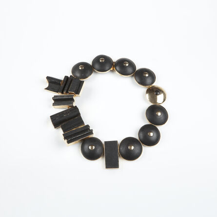 Louise Nevelson, ‘Black painted wood and gold necklace’, ca. 1965