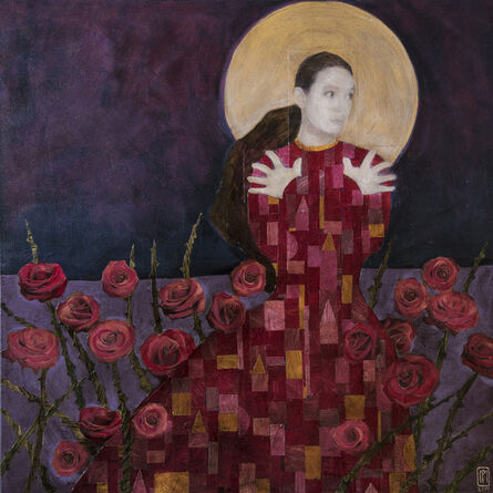 Paul Medina, ‘'Roses and Moonlight,' Acrylic Painting and Collage by Paul Medina’, 2019