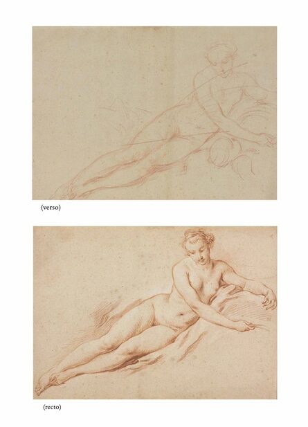 François Boucher, ‘A reclining female nude (recto and verso)’