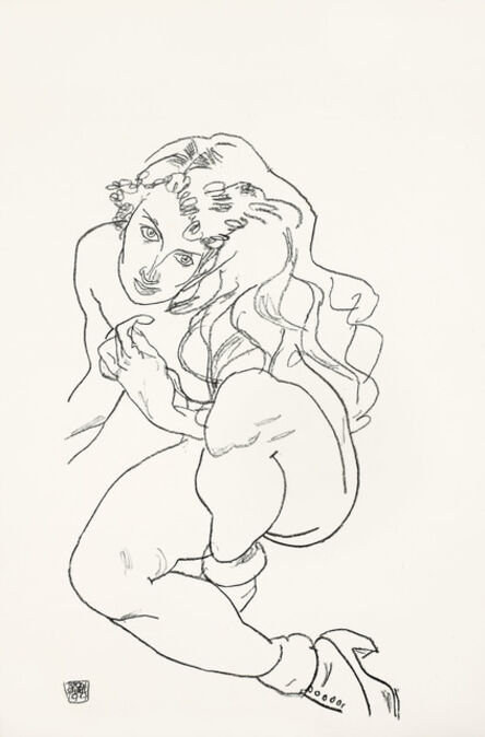 Egon Schiele, ‘huddeld female Nude’, 1920