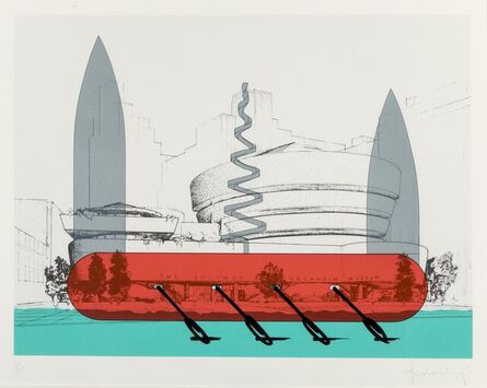 Claes Oldenburg, ‘Knife Ship Superimposed on the Solomon R. Guggenheim Museum’, 1986