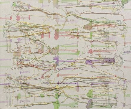 Ghada Amer, ‘Pastel Drips with Four Figures’, 1999
