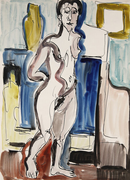 Ernst Ludwig Kirchner, ‘Erna im Atelier (Akt im Raum) (Erna in Studio (Nude in Room))’, 1927