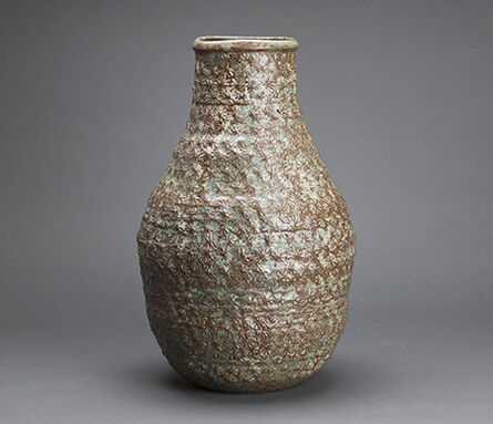 Makoto Yabe, ‘Large vase with mishima pattern, green wood ash glaze and copper’