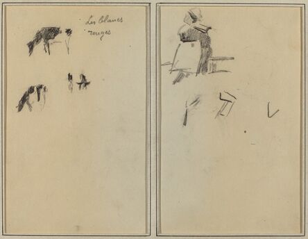 Paul Gauguin, ‘Two Cows; A Seated Breton Woman [verso]’, 1884-1888