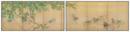 Furuya Itcho, ‘Pair of Screens, Hinaga (A Long Day), sheep (T-3810)’, 1918