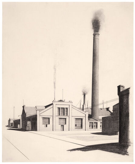 Carl Grossberg, ‘Industrial plant and chimney (König & Bauer, Wurzburg)’, 1924