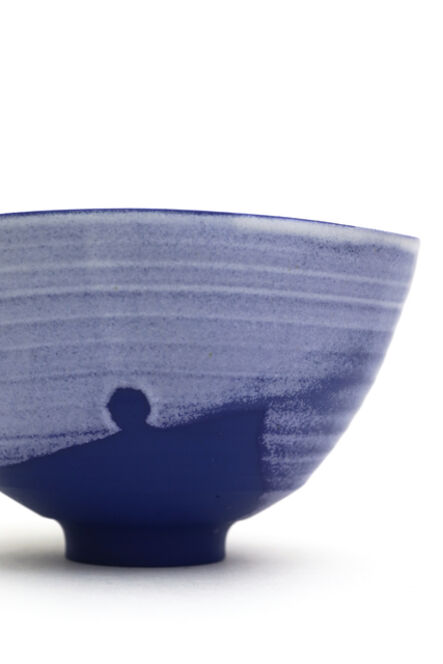 AKIO NIISATO, ‘Blue tea bowl with white glaze’, 2018