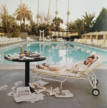 Terry O'Neill, ‘Faye Dunaway at the Pool, Lying Down (60" x 60")’, 1977