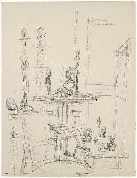 Alberto Giacometti, ‘[Sculptures in the Studio IX] Paris sans fin, plate 100, before 1965’, 1969