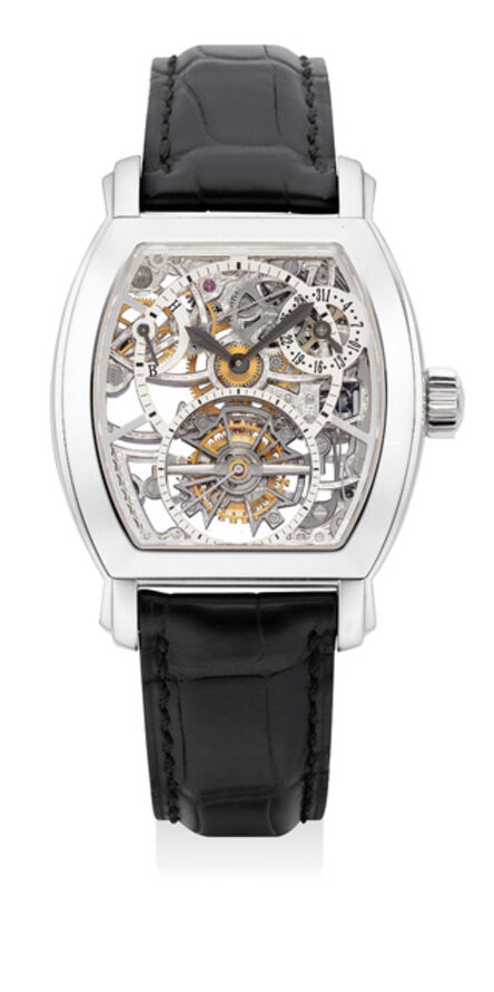 Vacheron & Constantin, ‘An extremely fine and rare platinum skeletonized tourbillon wristwatch with date, power reserve indicator, certificate and box’, 2008