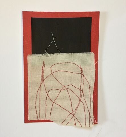 Diane Englander, ‘Sewn Lines and Black on Red III’, 2021