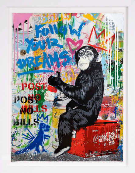 Mr. Brainwash, ‘'Follow Your Dreams' Blue Monkey, Unique, Street Pop Art Painting’, 2022