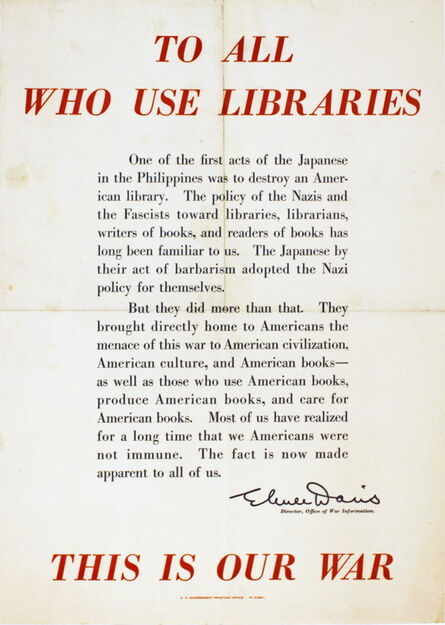 Elmer Davis, ‘Elmer Davis Librarian Quote’, (Date unknown)